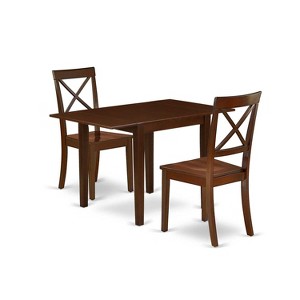 HomeStock 3-Piece Mahogany Finish Solid Wood Top Dining Table Set - 1 of 4