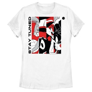 Women's Space Jam: A New Legacy Stay Tuned Panels Red and Black T-Shirt - 1 of 4