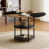 HDZNVF 47.3 inch diameter modern splicing circular dining table Rustic Brown and Black - 3 of 4