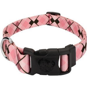 Country Brook Petz Deluxe Pink and Brown Argyle Dog Collar - Made in The U.S.A. - 1 of 4