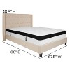 Emma and Oliver Queen Accent Extended Panel Platform Bed/Memory Foam Mattress-Beige Fabric - 3 of 4
