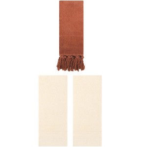 REGALWOVEN 3 Packs Striped and Tassels Bathroom Hand Towel 14" x 30" - 1 of 4