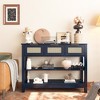 ORRD 43.3” Farmhouse Sofa Table with 3 Drawers & 2 Shelves, Entryway Console Table with Rattan Design, Adjustable Shelf & Anti-Tip Strap - 3 of 4