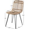 Nordlys Set of 2 Metal and Natural Rattan Dining Chairs Exotic Boho Dining Room - 4 of 4