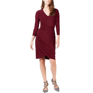 I.N.C International Concepts Womens Ruched Sheath Dress, Red, Small - 1 of 1