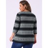 Agnes Orinda Women's Plus Size Comfy Knit 3/4 Sleeve V Neck Stripe Boho Casual Blouse - 4 of 4