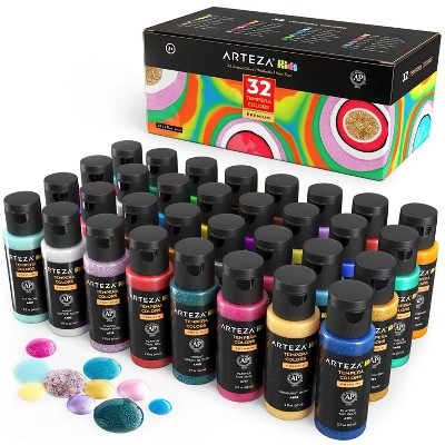 Arteza Kids Tempera Paint, Assorted Colors, 60ml Bottles, Washable - 32 Pack (ARTZ-9229)