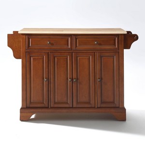 Crosley Lafayette Wood Top Full Size Kitchen Island/Cart Cherry/Natural: With Adjustable Shelves, Towel Bar, 5 Drawers - 1 of 4