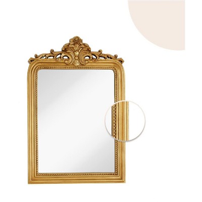 Hamilton Hills Gold Baroque Arched Wall Mirror with Wood Frame