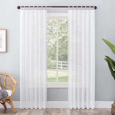 96"x50" Ceri Linen Textured Jute Tabs Semi-Sheer Curtain Panel White - No. 918