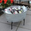 24" Classic Oval Galvanized Tub With Folding Stand Steel - ACHLA Designs: Wrought Iron Beverage & Plant Stand - 3 of 4