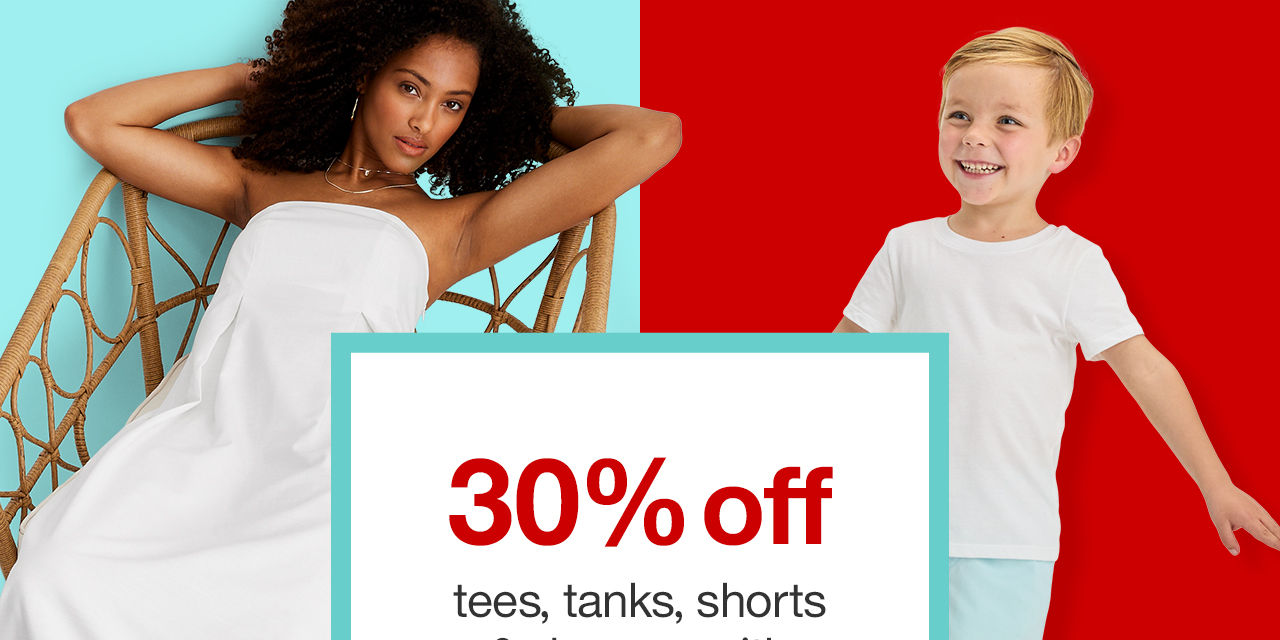 30% off tees, tanks, shorts & dresses with Target Circle Clothing for the fam >