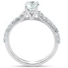 Pompeii3 1 Ct TDW Round Lab Created Diamond Classic Engagement Ring 14k White Gold - image 3 of 4