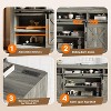 Farmhouse TV Console for 75" TV with Semi-Open Storage, Adjustable Shelf & Sliding Doors – 66" Media Cabinet for Living Room - 3 of 4