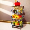 Boersma 4 Tier Fruit Storage Basket, Fruit Vegetable Cart with Solid Wood, Kitchen Storage Rack with Rollers for Pantry - 2 of 4