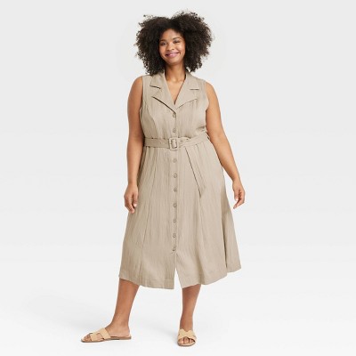 Women's Tie-Waist Midi Shirtdress - A New Day™