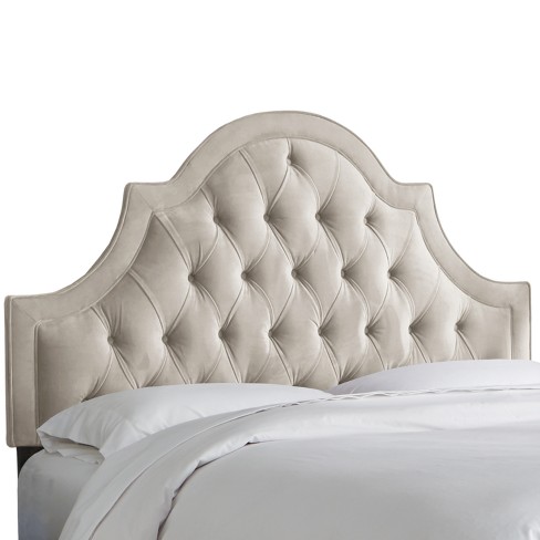 King Bella High Arch Tufted Headboard, Gray Tufted Velvet Headboard Queen Size Bed