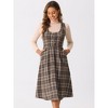 INSPIRE CHIC Women's Plaid Vintage Sleeveless High Waist Midi Pinafore A-Line Dress with Pocket - 3 of 4