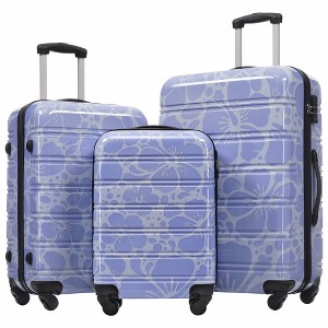 Lyngins 20/24/28 Inch 3PCs Hardside Luggage Sets with TSA Lock,Spinner Wheel Carry on Luggage,Lightweight Printed Suitcase Sets for Family Trips - 1 of 4