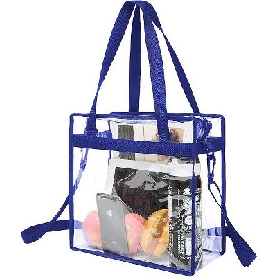 Clear Bags transparent handbag with zipper and adjustable shoulder strap (12x12x6in),suitable for sports activities and concerts