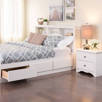 White Composite Wood Full/Queen Headboard with Storage