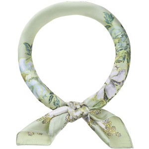 INSPIRE CHIC Women's Floral Printed Satin Square Flowers Silky Neck Scarves 1Pc - 1 of 4