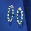 Ross-Simons 1.00 ct. t.w. Diamond and .80 ct. t.w. Emerald Inside-Outside Hoop Earrings in Sterling Silver - 3 of 4