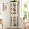 Glass Corner Curio Cabinet with Tempered Glass Doors, Adjustable Shelves and LED Lighting for Living Room, Dining Room, Home Office - 4 of 4