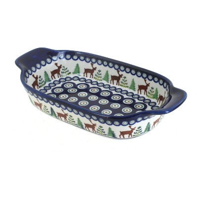 Blue Rose Polish Pottery 1281 Zaklady Rectangular Serving Dish