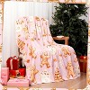 Lomsoe Cute Pink Christmas Coco Print Flannel Blanket - All Seasons Soft and Warm Throw Blanket for Napping, Camping, Travel, Office - 2 of 4