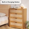Zstar Modern Tall Rattan 4 Drawer Dresser or Living Room, Hallway, Entryway, Bedroom - 4 of 4