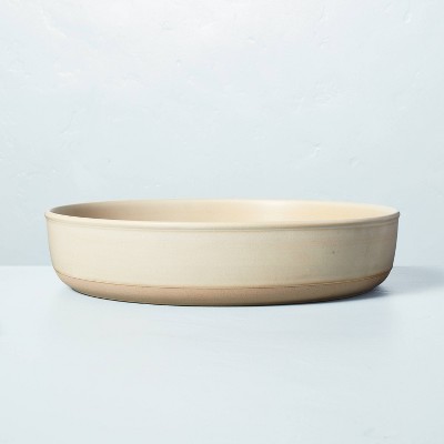 127oz Modern Rim Stoneware Serving Bowl Taupe/Clay - Hearth & Hand™ with Magnolia