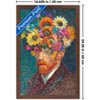 Trends International Reinders: Master Twist - Van Gogh Self Portrait Flowers Framed Wall Poster Prints Mahogany Framed Version 14.725" x 22.375" - 3 of 4