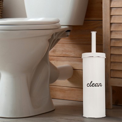 White Enamel Farmhouse Toilet Brush Holder Set