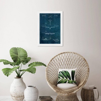Wynwood Studio 15"x21" Airplane 1942 Wall Art White Frame: Mixed Media, Vertical Orientation, Wood Composite Frame