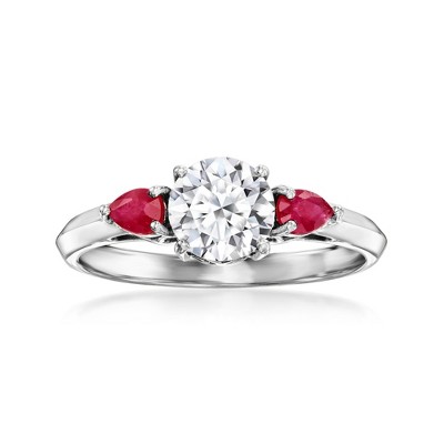 Ross-Simons 1.00 Carat Lab-Grown Diamond Ring With .40 ct. t.w. Rubies in 14kt White Gold
