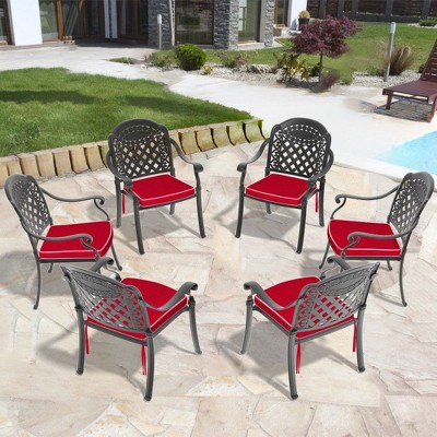 PAGED 2PC/4PC/6PC Patio Dining Chairs,Outdoor Dining Chairs with Black Frame and Cushions,Aluminum Chairs Suitable for Patio,Garden,Black