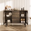 47" Sideboard Buffet Cabinet with Fluted Glass Doors & 3 Drawers, Mid-Century Credenza with Adjustable Shelves for Kitchen, Dining Room - 2 of 4