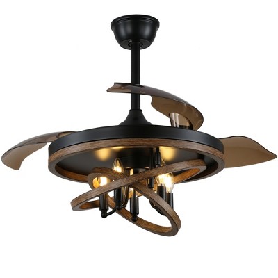 Bella Depot 42" Rustic Brown Retractable Ceiling Fan with Light