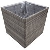vidaXL Garden Planter-Gray Poly Rattan Square Planter with Steel Frame, Transparent Nylon Bag for Soil Management-Outdoor Use-31.5" x 31.5" x 31.5" - 3 of 4