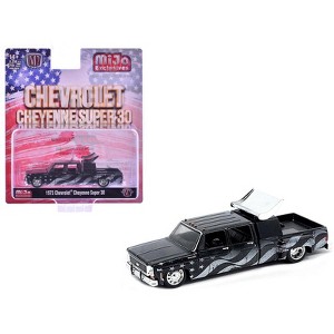 1973 Chevrolet Cheyenne Super 30 Pickup Truck Black with American Flag Graphics Limited Ed 1/64 Diecast Model Car by M2 Machines - 1 of 3
