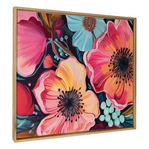 Kate & Laurel All Things Decor 31.5"x41.5" Sylvie Preppy Boho Aesthetic Colorful Floral Group Framed by The Creative Bunch Studio Gold - 1 of 4