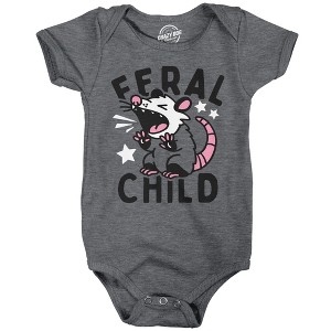 Feral Child Baby Bodysuit Funny Sarcastic Wild Animal Graphic Novelty Jumper For Infants - Crazy Dog Baby Bodysuit - 1 of 4
