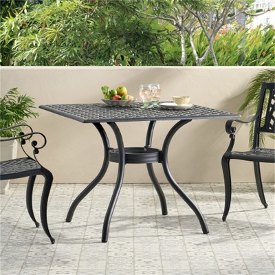 SKRAN Arch Mesh 39 inch Square Table, Outdoor Cast Aluminum Black Square Patio Dining Table for Barbecue, Kitchen, Dining, Black