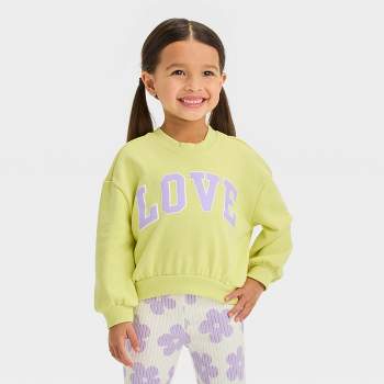 Grayson Mini Toddler Girls' Oversized French Terry Graphic Crewneck Sweatshirt - Green