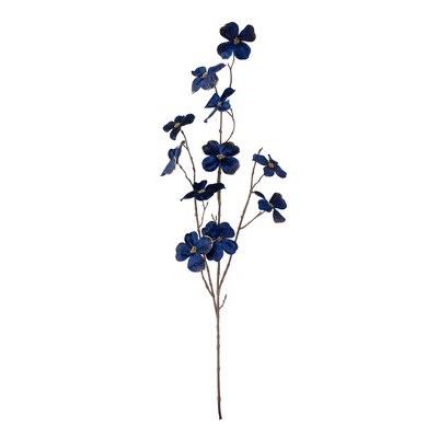 Northlight 39" Blue Velvet Artificial Dogwood Floral Spray