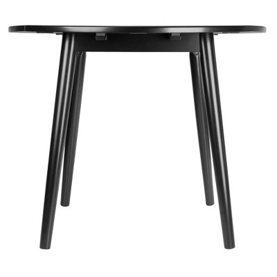 Mid-Century Modern Moreno Black Wood 36" Round Extendable Dining Table