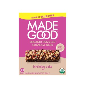 MadeGood Chocolate Drizzled Birthday Cake Flavor Granola Bars Family Pack - 8.5oz/10ct - 1 of 4