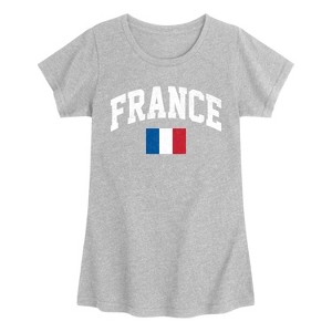 Girls' - Instant Message - France Flag Fitted Short Sleeve Graphic T-Shirt - 1 of 4