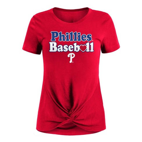 Mlb Philadelphia Phillies Women's Short Sleeve V-neck Core T-shirt